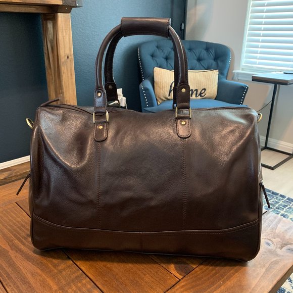 100% Pure Leather Dark Brown Duffel Bag - Picture 4 of 7